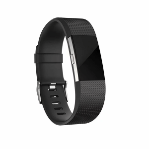 For Fitbit Charge 2 Band Replacement Wrist Strap Silicone Smart Watch Band (Large , Black)