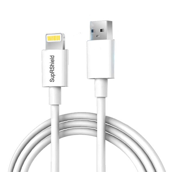 1M White SupRShield Lightning Charging cable