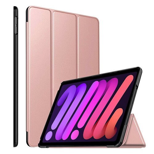 Apple iPad Mini 6 Folio Smart Leather Stand Case (Rose Gold)