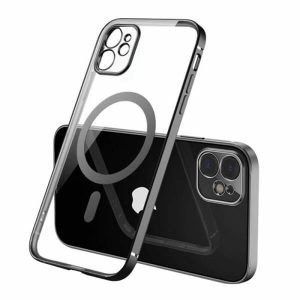 For Apple iPhone 14 Plus MagSafe Magnetic Case with HaloLock Shockproof Military Grade Protection Scratch Resistant Back Clear Protective Cover (Black)